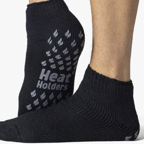 HEAT HOLDERS - Mens Non Skid Low Cut Thermal Ankle Slipper Socks with  Grippers