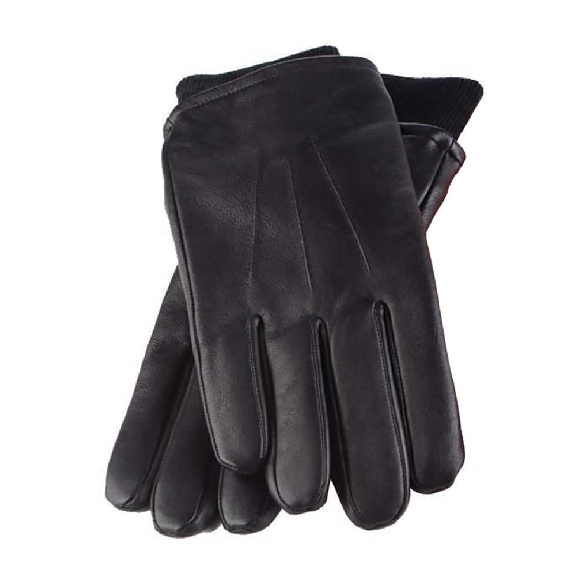 Mens Black Thermal Leather Gloves with Insulation Liner - Sock Snob