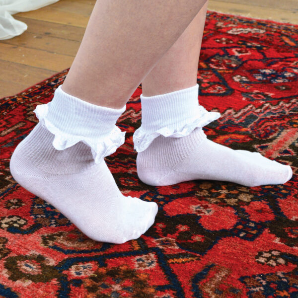 Lace Ruffle Socks for Baby Girl  Toddler Ankle Cuff Frilly Dress Socks in  White