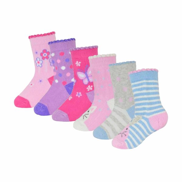 Baby Girls Cotton Heel & Toe Socks with Non-Slip Grippers