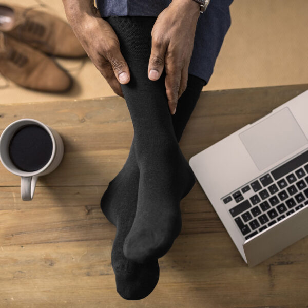 3 Pairs Black - Mens Gentle Grip Non Elastic EasyFit HoneyComb Top Diabetic  Socks Size 6-11 
